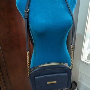 Michael Kors Navy Crossbody Bag with Gold Chain